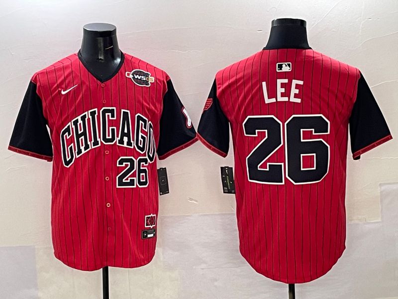 Men Chicago White Sox 26 Lee Red Stripe Joint Name Nike 2025 MLB Jersey style 34